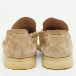 Loro Piana Beige Suede Summer Charms Walk Loafers Size 40.5