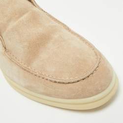 Pre Owned Loro Piana Beige Suede Open Walk Ankle Length Boots Size 38
