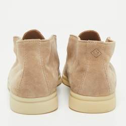 Pre Owned Loro Piana Beige Suede Open Walk Ankle Length Boots Size 38