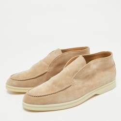 Pre Owned Loro Piana Beige Suede Open Walk Ankle Length Boots Size 38