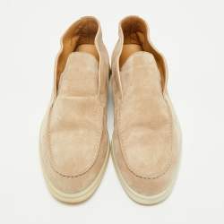 Pre Owned Loro Piana Beige Suede Open Walk Ankle Length Boots Size 38
