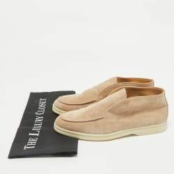Pre Owned Loro Piana Beige Suede Open Walk Ankle Length Boots Size 38