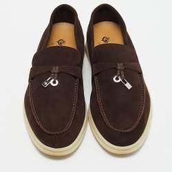 Pre Owned Loro Piana Brown Suede Summer Charms Walk Loafers Size 39