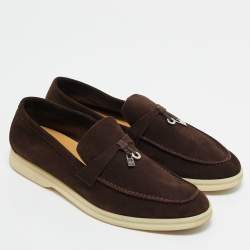 Pre Owned Loro Piana Brown Suede Summer Charms Walk Loafers Size 39