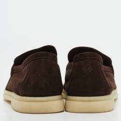 Pre Owned Loro Piana Brown Suede Summer Charms Walk Loafers Size 39