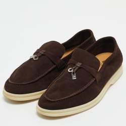 Pre Owned Loro Piana Brown Suede Summer Charms Walk Loafers Size 39