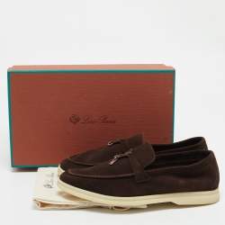 Pre Owned Loro Piana Brown Suede Summer Charms Walk Loafers Size 39