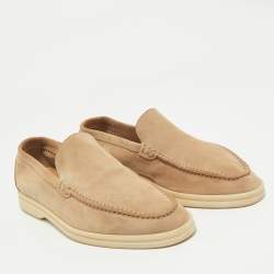 Pre Owned Loro Piana Beige Suede Summer Charms Walk Loafers Size 39