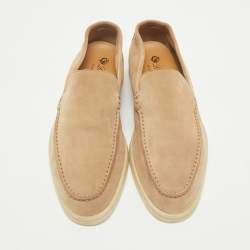 Pre Owned Loro Piana Beige Suede Summer Charms Walk Loafers Size 39