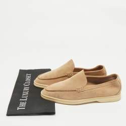 Pre Owned Loro Piana Beige Suede Summer Charms Walk Loafers Size 39