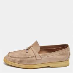 Pre Owned Loro Piana Beige Suede Summer Charms Walk Loafers Size 37
