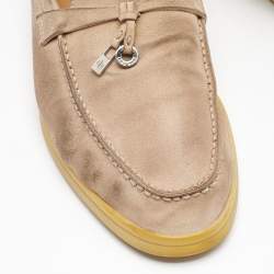 Pre Owned Loro Piana Beige Suede Summer Charms Walk Loafers Size 37