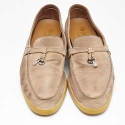 Pre Owned Loro Piana Beige Suede Summer Charms Walk Loafers Size 37