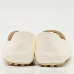 Pre Owned Loro Piana White Leather Dot Sole Loafers Size 38