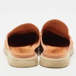 Pre Owned Loro Piana Orange Suede Babouche Charms Walk Flat Mules Size 38