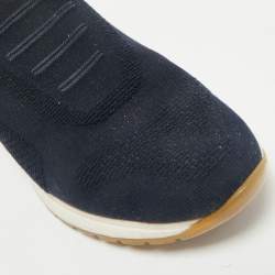 Loro Piana Navy Blue Knit Fabric 360 LP Flexy Walk Slip On Sneakers Size 38
