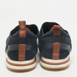 Loro Piana Navy Blue Knit Fabric 360 LP Flexy Walk Slip On Sneakers Size 38