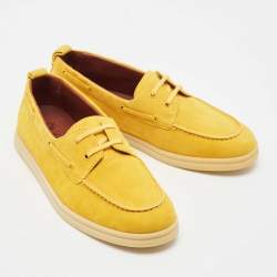 Loro Piana Yellow Suede Sea Sail Walk Loafers Size 37