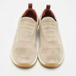 Loro Piana Grey Knit Fabric and Suede 360 LP Flexy Walk Sneakers Size 39.5