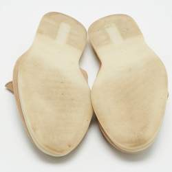 Pre Owned Loro Piana Beige Crocodile Leather and Suede Babouche Charms Walk Flat Sandals Size 39.5