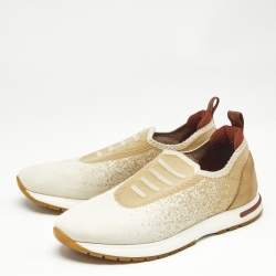 Loro Piana Beige/Cream Suede and Fabric 360 LP Flexy Walk Low Top Sneakers Size 36