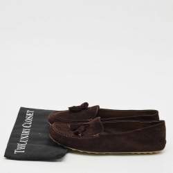 Loro Piana Brown Suede Dot Sole Walk Loafers Size 41