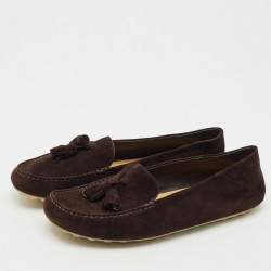Loro Piana Brown Suede Dot Sole Walk Loafers Size 41