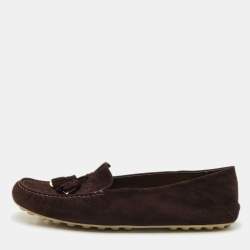 Loro Piana Brown Suede Dot Sole Walk Loafers Size 41