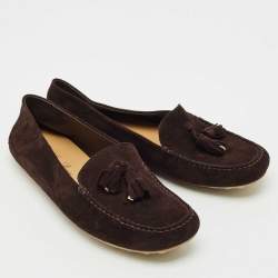 Loro Piana Brown Suede Dot Sole Walk Loafers Size 41