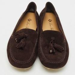 Loro Piana Brown Suede Dot Sole Walk Loafers Size 41
