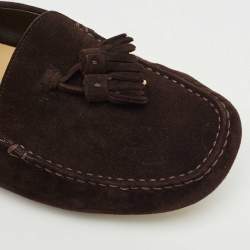 Loro Piana Brown Suede Dot Sole Walk Loafers Size 41