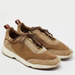 Loro Piana Light Brown Fabric and Suede Modular Walk Sneakers Size 45