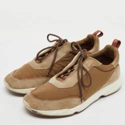 Loro Piana Light Brown Fabric and Suede Modular Walk Sneakers Size 45