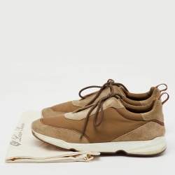 Loro Piana Light Brown Fabric and Suede Modular Walk Sneakers Size 45