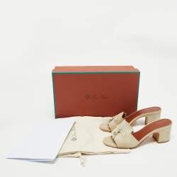 Loro Piana Beige Suede Summer Charms Walk Slide Sandals Size 35