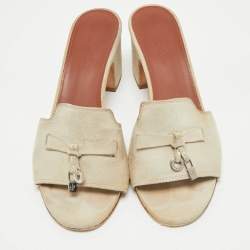 Loro Piana Beige Suede Summer Charms Walk Slide Sandals Size 35