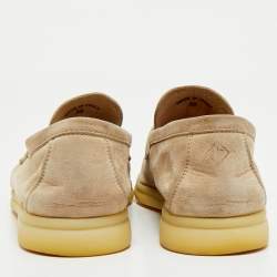 Pre Owned Loro Piana Beige Suede Summer Charms Walk Loafers Size 38