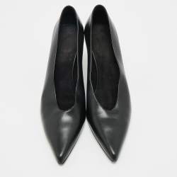 Loro Piana Black Leather Viola Wedge Pumps Size 41