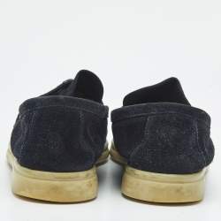 Pre Owned Loro Piana Navy Blue Suede Summer Charms Walk Loafers Size 39.5