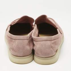 Pre Owned Loro Piana Dakr Pink Suede Summer Charms Walk Loafers Size 39
