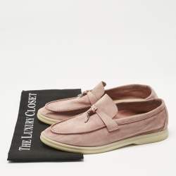 Pre Owned Loro Piana Dakr Pink Suede Summer Charms Walk Loafers Size 39