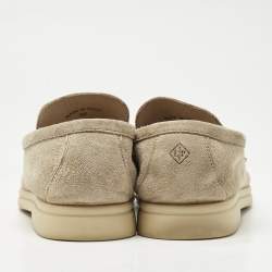 Pre Owned Loro Piana Beige Suede Summer Charms Walk Loafers Size 39