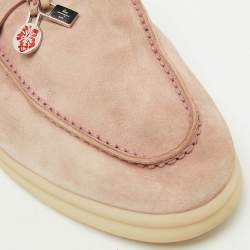 Pre Owned Loro Piana Pale Pink Suede Babouche Charms Walk Flat Mules Size 39