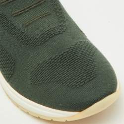 Pre Owned Loro Piana Green Knit Fabric 360 Flexy Walk Slip On Sneakers Size 38.5