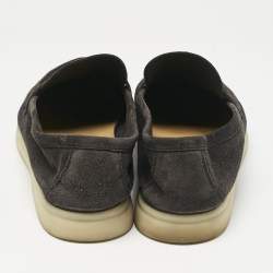 Pre Owned Loro Piana Navy Blue Suede Summer Charms Walk Loafers Size 39.5