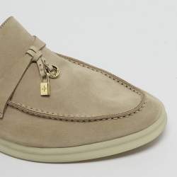 Pre Owned Loro Piana Beige Suede Summer Charms Walk Slip On Loafers Size 37