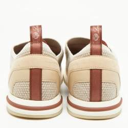 Pre Owned Loro Piana Grey Knit Fabric and Suede 360 LP Flexy Walk Sneakers Size 39