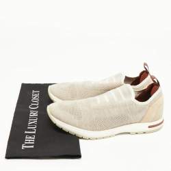 Pre Owned Loro Piana Grey Knit Fabric and Suede 360 LP Flexy Walk Sneakers Size 39