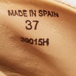 Pre Owned Loro Piana White Fabric Platform Espadrille Sandals Size 37