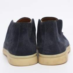 Pre Owned Loro Piana Blue Suede Ankle Length Boots Size 35.5